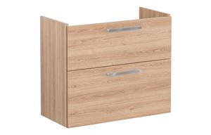 VitrA Root Flat 80cm 2 Drawer Slim Washbasin Unit - Natural Oak